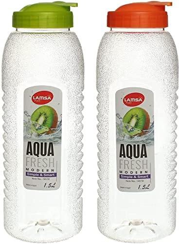 Lamsa Plast Aqua Fresh Plastic Water Bottle, 1.5 Liter, 2 Pieces - Multi Color, 1.5 L