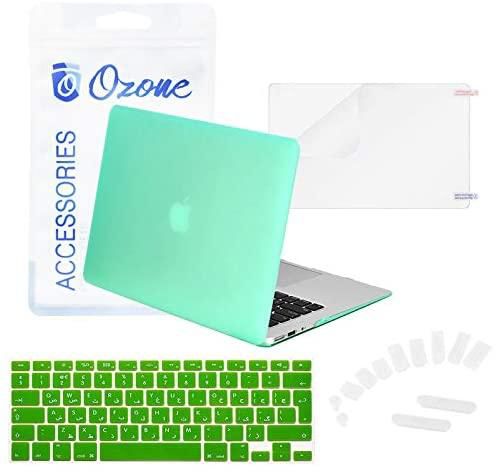 Ozone Bundle Case for MacBook Air 13 A1466/A1369 Mac Case with Arabic Keyboard Skin, Screen guard, Dust plugs