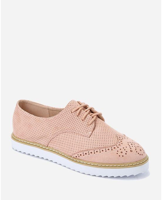 Varna Lace Up Suede Shoes - Dusty Pink