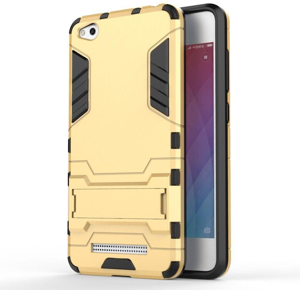 For Xiaomi Redmi 4A - Cool Design Hybrid Plastic and TPU Shell Case with kickstand - Gold