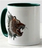 Tiger Printed Ceramic Mug White/Green/Brown 11ounce