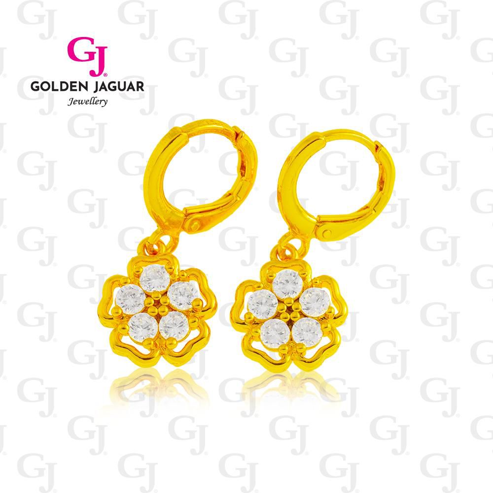 GJ Jewellery Emas Korea Earring - Four-Leaf Clover Zircon 6762134