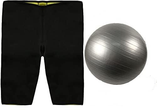one year warranty_Hot Slimming Short 5Xl, Black, Mf167-Bla1 with Yoga and Gym Ball, Size 65 cm, Grey, SP65-4