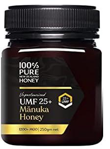 100% Manuka Honey UMF 25+ (MGO 1200+) Raw Manuka Honey 8.8 Oz Pure New Zealand (250g Bottle) Non-GMO Ultra-Premium Medical Grade Natural Cold Extract Organic Sugar Free UMF and MGO Certified