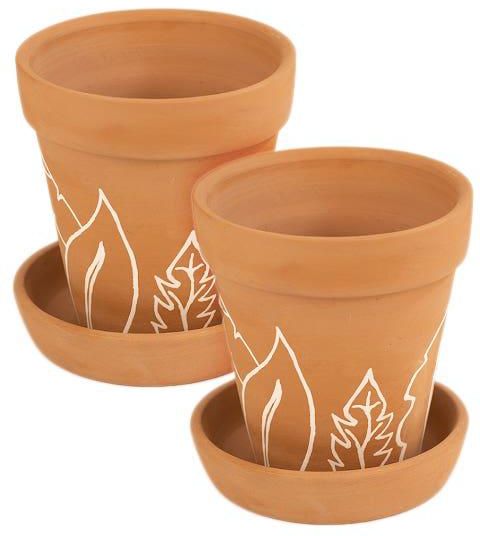 Get Pottery Plant Pots, 2 Pieces, 10×10 cm - Multicolor with best offers | Raneen.com