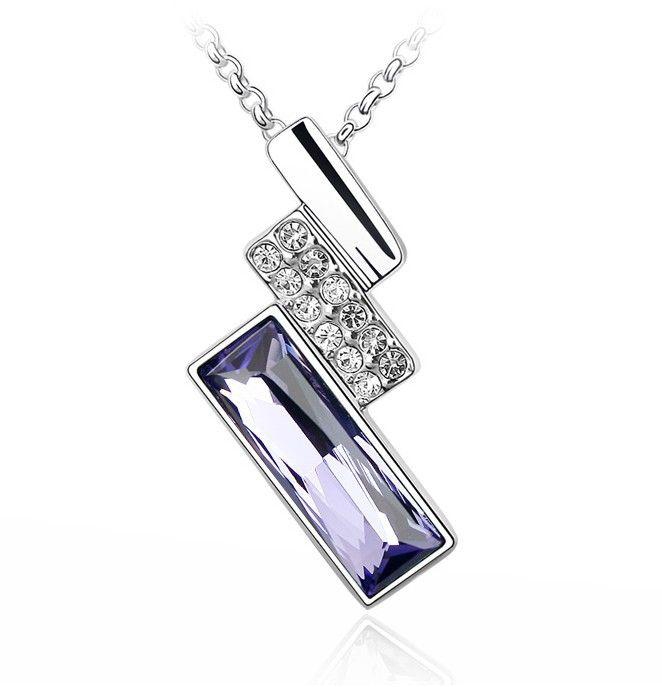 Crystal rhinestones square pendant necklace jewelry