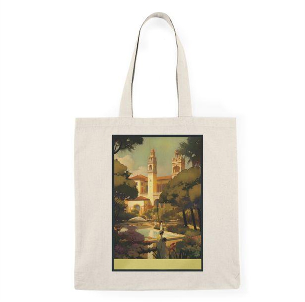 توتي باج - شنطة قماش دك ثقيل Vintage Travel of the Spain Tote Bag
