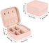 Honeueuen Jewellery Box, Mini PU Leather Travel Jewelry Storage Case for Rings Earrings Necklace, Portable Jewellery Box Organizer for Earrings Rings Bracelets Necklaces, Pink