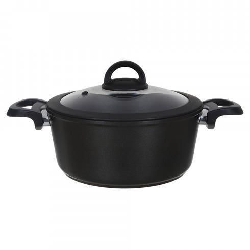 Get Bayou Granite Dark Stone Cookin Abboud Pot With Glass Lid, 20 Cm - Black with best offers | Raneen.com