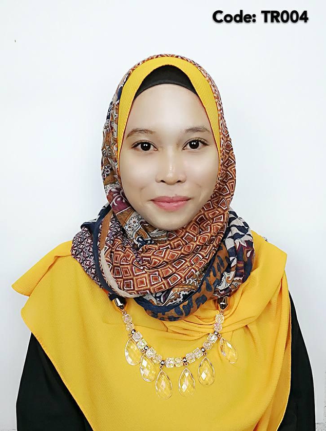 BABY MART Muslimah Long Scarf Hijab (TR004) + Jewelry Pendant Necklace (Dark Brown)