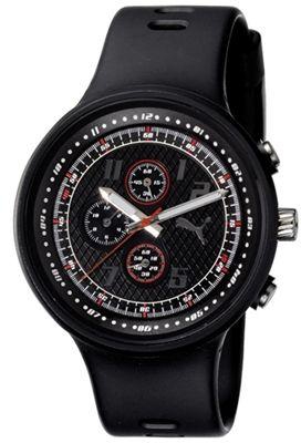 ساعة بوما  رجالية Puma Men's MOTOR PU910401001 Black Polyurethane Analog Quartz Watch with Black Dial
