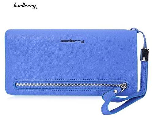 FSGS Sapphire Blue Baellerry Lady Elegant Solid Color Letter Multi-card Bit Wrist Wallet Clutch Card Holder Phone Pocket 91258