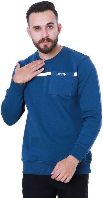 Activ Navy Blue Solid Sweatshirt with Badge Pocket