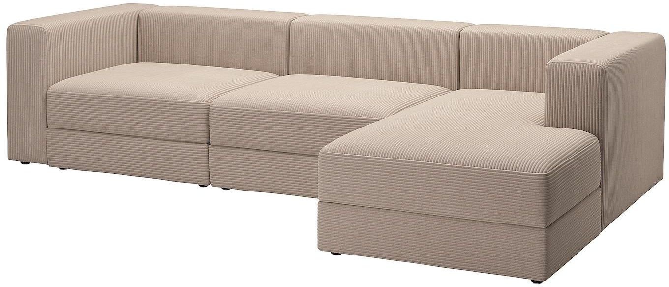 JÄTTEBO 4-seat mod sofa w chaise longue - right/Samsala grey/beige