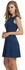 Sleeveless Solid Fit And Flare A-Line Cocktail Party Dress-Dark Blue