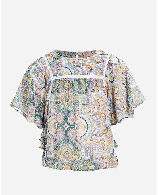 Fairytales Teens Floral Blouse - Blue, Green & White