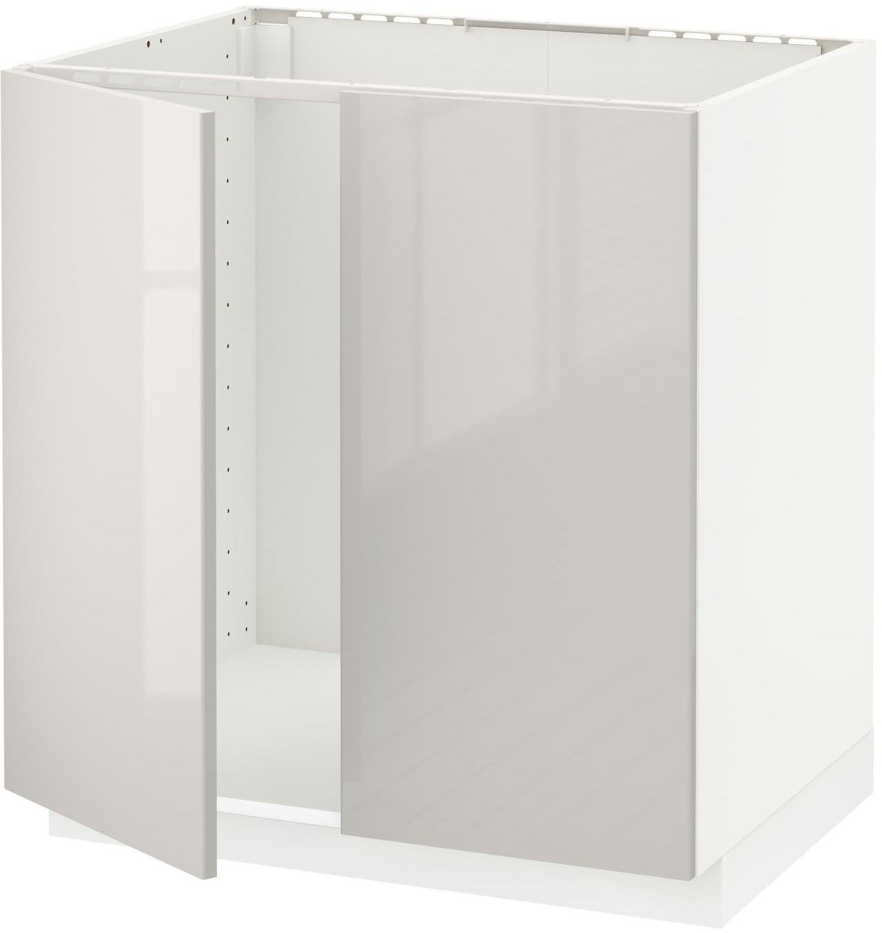 METOD Base cabinet for sink + 2 doors - white/Ringhult light grey 80x60 cm