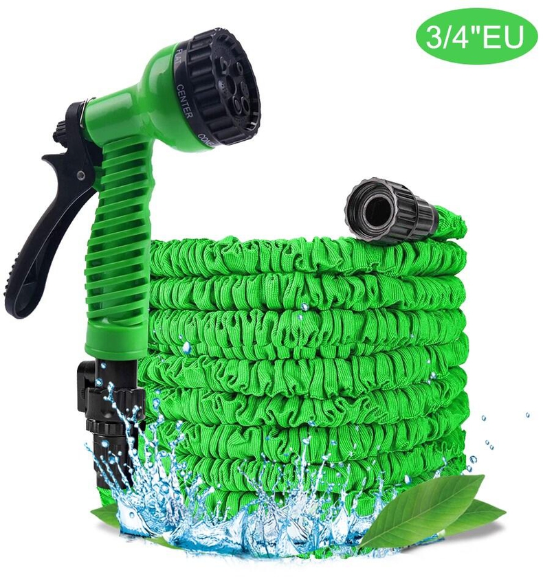 Generic-75FT/23M Garden Hose Upgrade Expandable Magic Flexible Water Hose Plastic Hoses Pipe With Expandable Hose 7 Function Spray Nozzle Leak Proof To Watering 3/4
