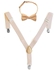 Generic Children Kids Clip-on Suspenders Elastic Adjustable Y-Back Braces With Bow Tie Beige