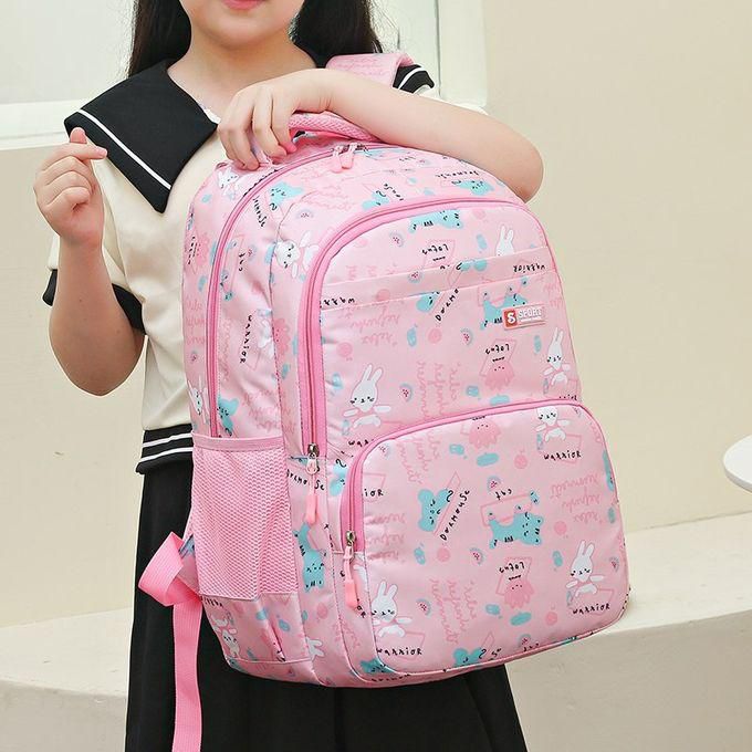 School Study Girls Backpack Large Capacity Backpack Pink Color