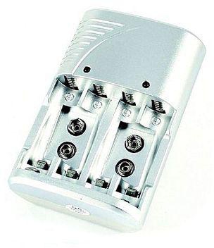 Elegante Collections Rechargeable Battery Charger - AC100-240V AA/AAA 9V - Silver