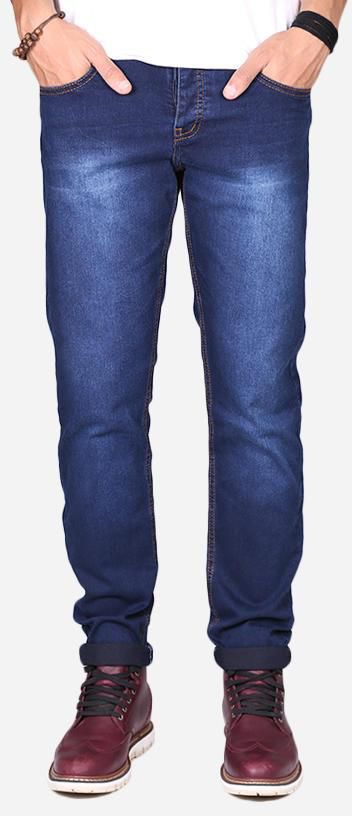St.KAFO Wash Out Effect Slim Cut Jeans - Navy Blue