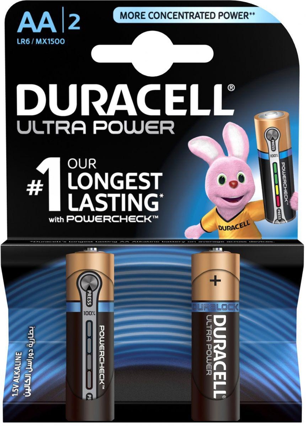 Duracell Ultra Power Type AA Alkaline Battery - 2 Pack