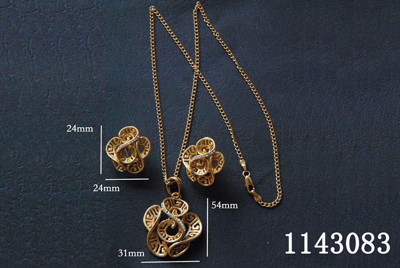 Vp Jewels 18K Gold Plated Abstract Flower Necklace And Earrings Set