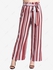 Plus Size Striped Print Pockets Tied Wide Leg Pants - 2x | Us 18-20