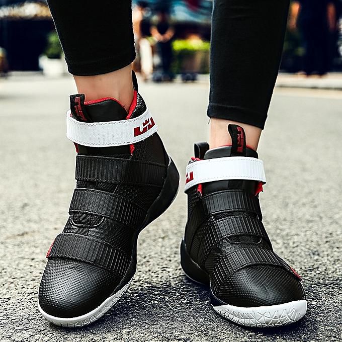 Fashion Men's High Top Boots Basketball Shoes Velcro Wear Men Sneakers ...