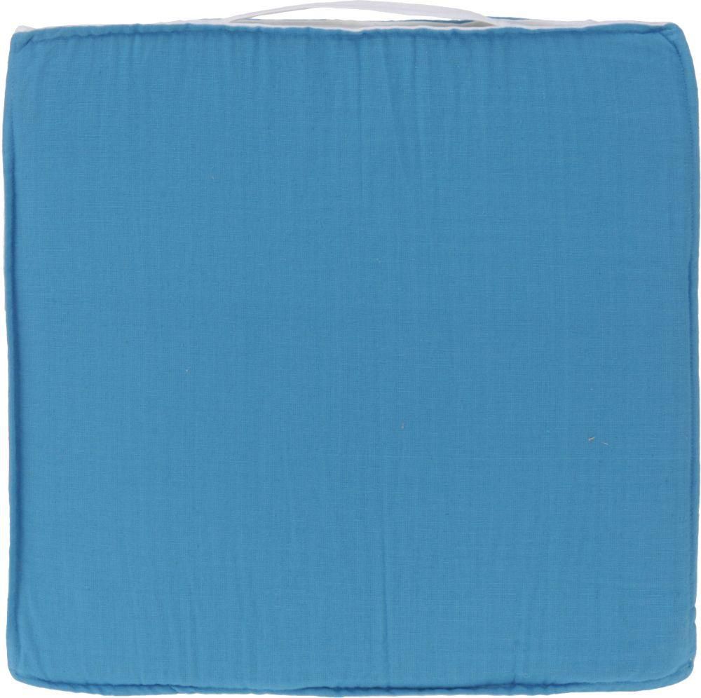 Square Plain Pattern Chair Pad - Blue, A35790090