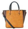 Diophy Pu Leather Two Tone Mini Top Handle Tote Womens Purse Hand Bag Accented with Removable Strap Se-3394