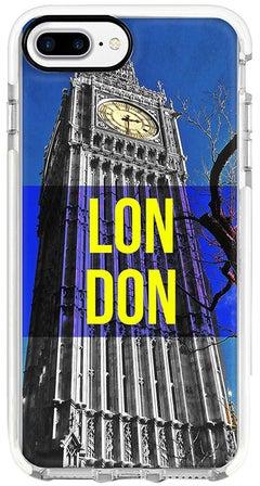 غطاء حماية واق لهاتف أبل آيفون 7 بلس مطبوع بالكامل بكلمة London مكتوبة على خلفية لساعة بيغ بن