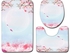 3Pcs Bathroom Flannel Mats Set Romantic Heart Print Toilet Lid Cover U-Shape Mat Floor Rug Set