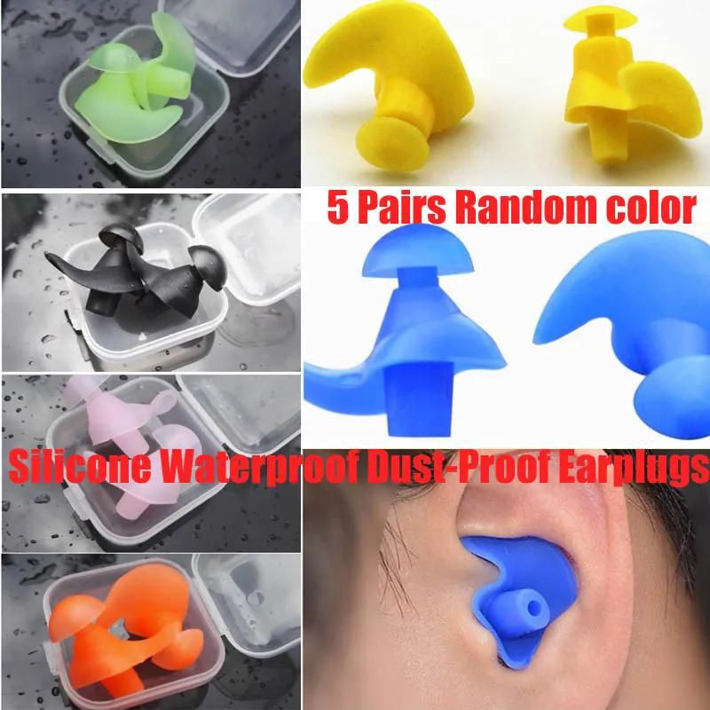 1-5Pair Soft Ear Plugs Swimming Silicone Waterproof Dust-Proof Earplugs Diving Water Sports Swimming