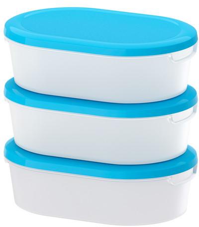 JÄMKA Food container, transparent white, blue