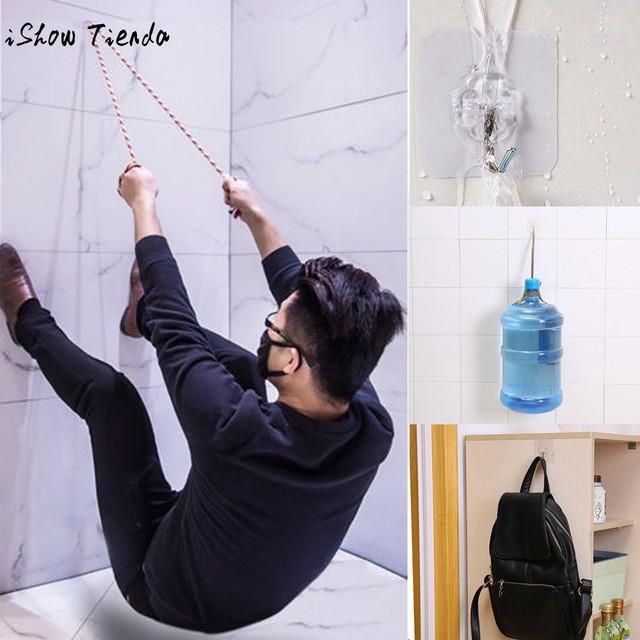 1-4 Pcs Magic Hook Without Nail Flower Wall Hook Bathroom Hanger (Transparent)