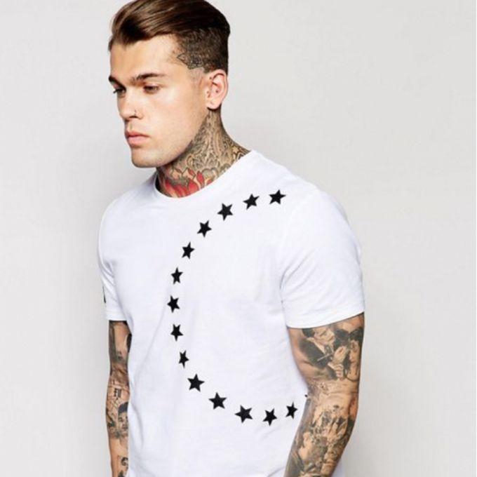 STARS Design Fashion Print T-Shirt - White
