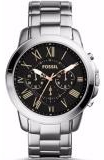 Fossil Mens Grant Chrono Black Dial Stainless Steel Watch FS4994