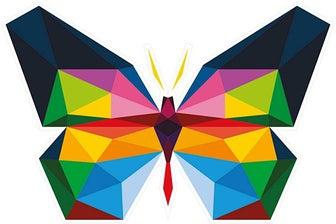 Origami Butterfly Wall Sticker Multicolour 39x20cm