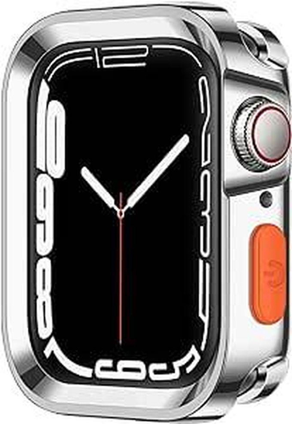 Compatible with iWatch Case 45/44 Series 8/7/6/5/4/SE, Soft Shockproof Protective Cover for Women Men (Silver)