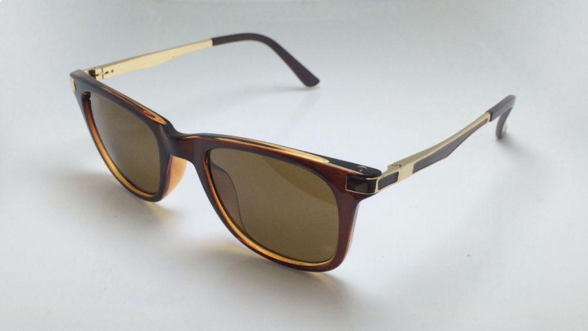 نظارات شمسية للجنسين لون بني وذهبي 4288