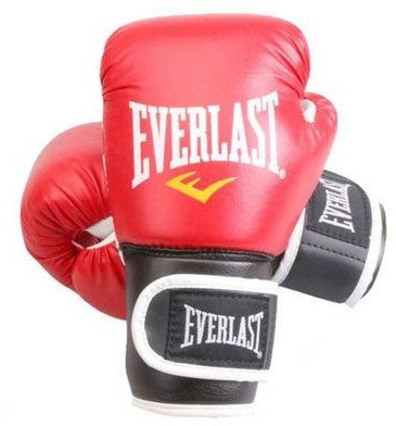 Pair Of Full Finger Professional Boxing Gloves White/Red/Black 340.9g