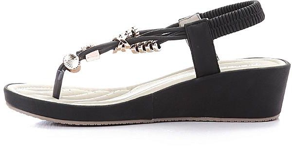 Shoe Room Pu Leather Sandals - Black
