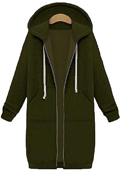 Plus Size Winter Womens Zip Up Open Hooded Hoodies Long Sleeve Coat Tops Jacket 