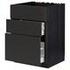 METOD / MAXIMERA Base cab f sink+3 fronts/2 drawers, black/Voxtorp walnut, 60x60 cm - IKEA