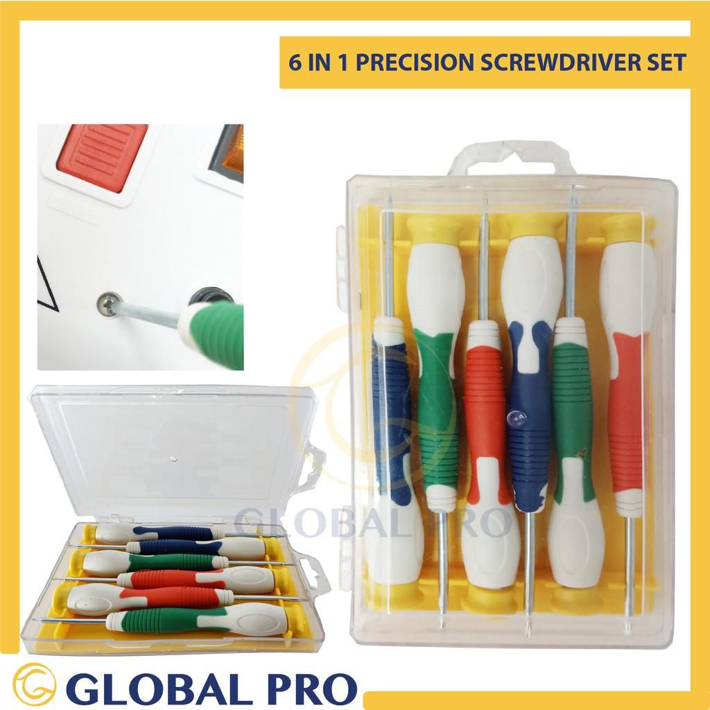 Global Pro 6 in 1 Precision Screwdriver Set With Storage Box