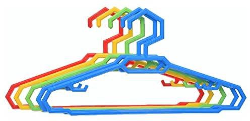 Generic Plastic Flexible Sturdy Clothes Hangers Set Perfect For Standard Daily Use Set Of 5 Pieces - Multi Color