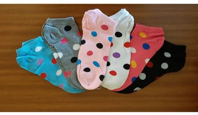 Ankle Polka Dot Happy Socks Dotted 6 pairs Set 100% Cotton Assorted