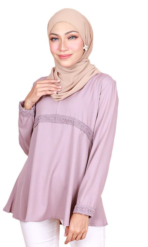 Kime Rina Muslimah V Neck Blouse B22402 - 3 Sizes (4 Colors)